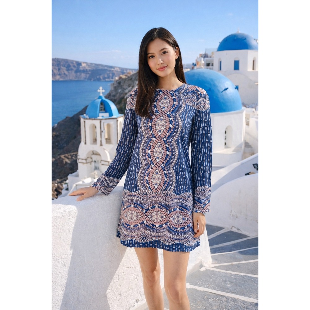 BCBG $268 Azria Allina Dress Size L Lace Long Sleeve Cocktail Shift (K415)